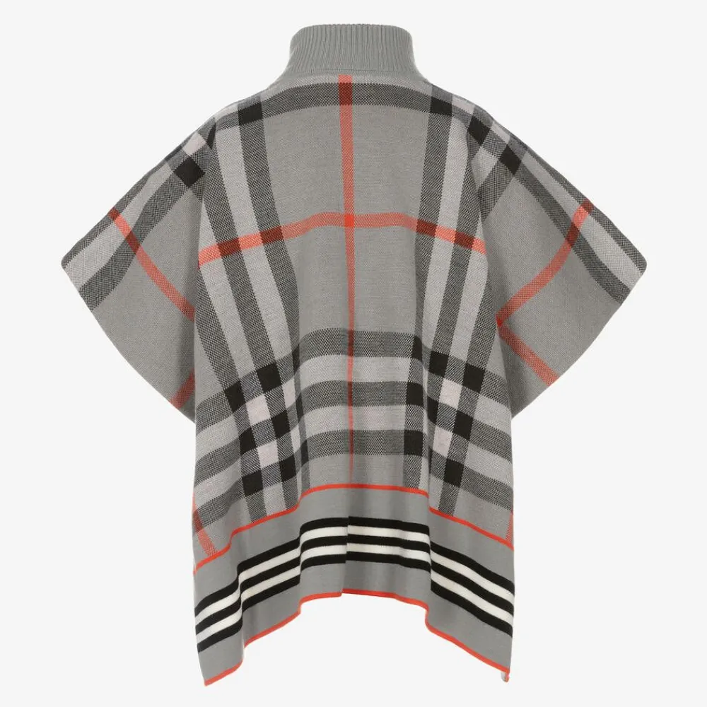 Burberry Coats & Jackets*Girls Grey Check Wool Cape