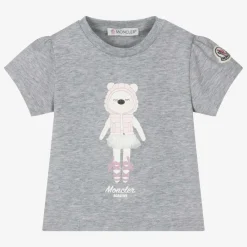 Moncler Enfant Tops|Tops*Girls Grey Cotton Ballerina Bear T-Shirt