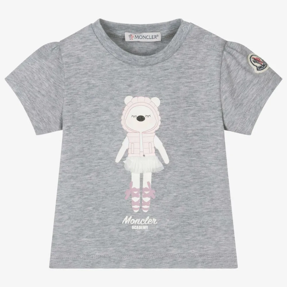 Moncler Enfant Tops|Tops*Girls Grey Cotton Ballerina Bear T-Shirt