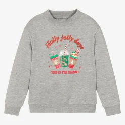 NAME IT Tops*Girls Grey Cotton Festive Sweatshirt