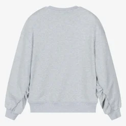 MSGM Tops*Girls Grey Cotton Kitten Sweatshirt