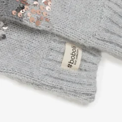 Boboli Gloves & Mittens*Girls Grey Cotton Knit Gloves