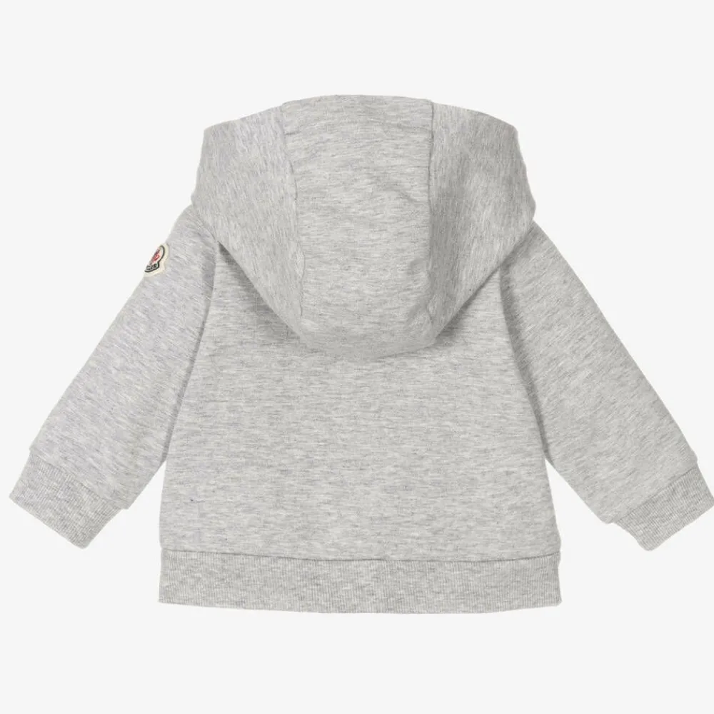Moncler Enfant Tops*Girls Grey Cotton Zip-Up Logo Top