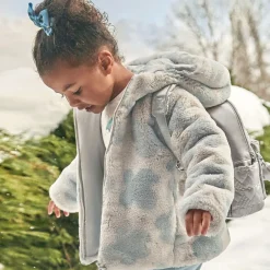 Mayoral Coats & Jackets*Girls Grey Faux Fur Flower Jacket