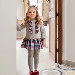 Miranda Dresses*Girls Grey Jersey Tartan Dress