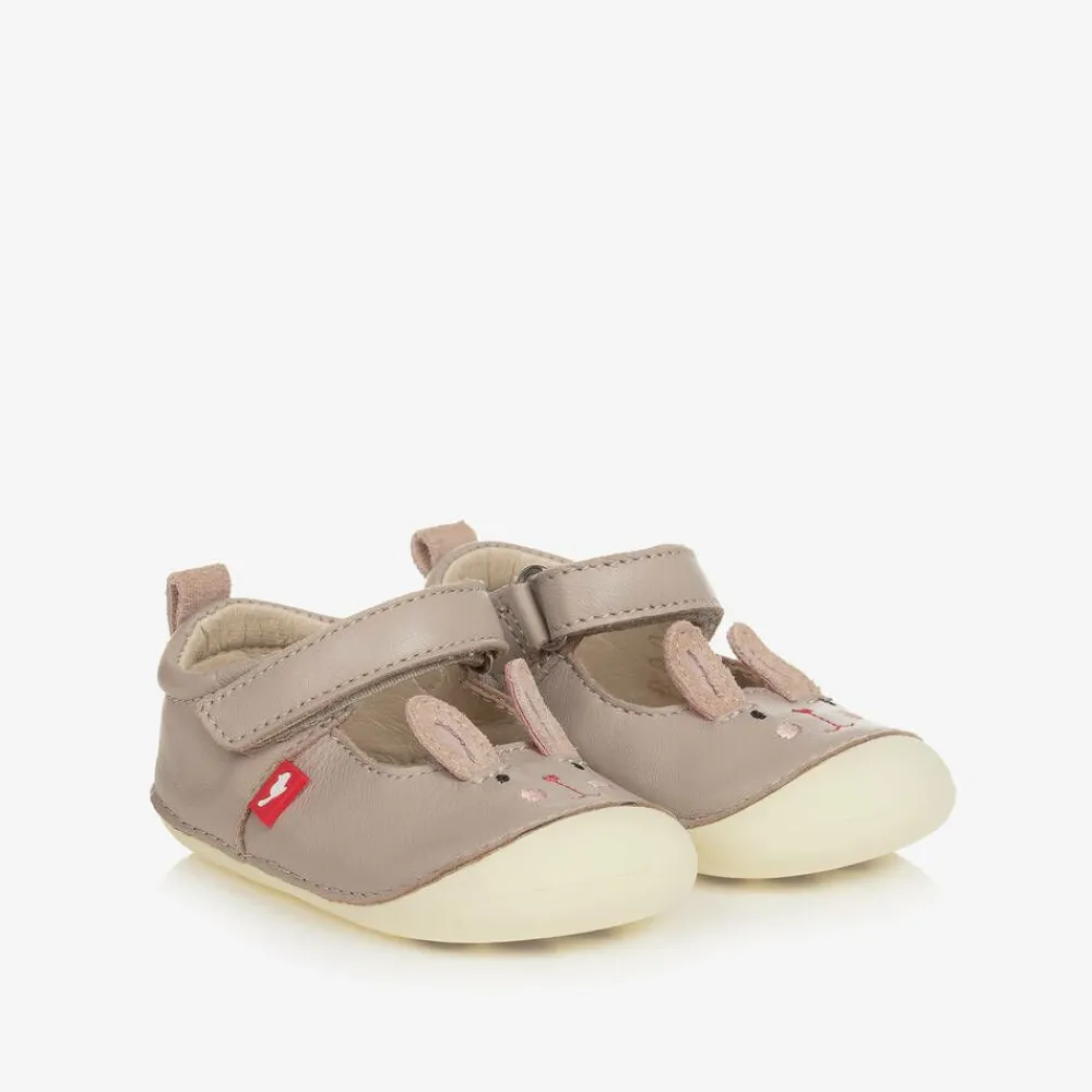 Chipmunks First Walkers|First Walkers*Girls Grey Leather First-Walker Shoes