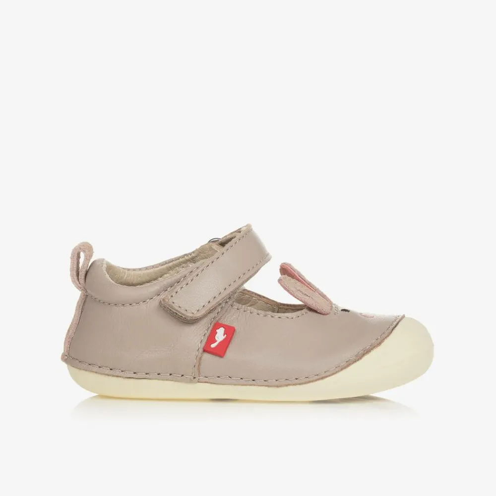 Chipmunks First Walkers|First Walkers*Girls Grey Leather First-Walker Shoes