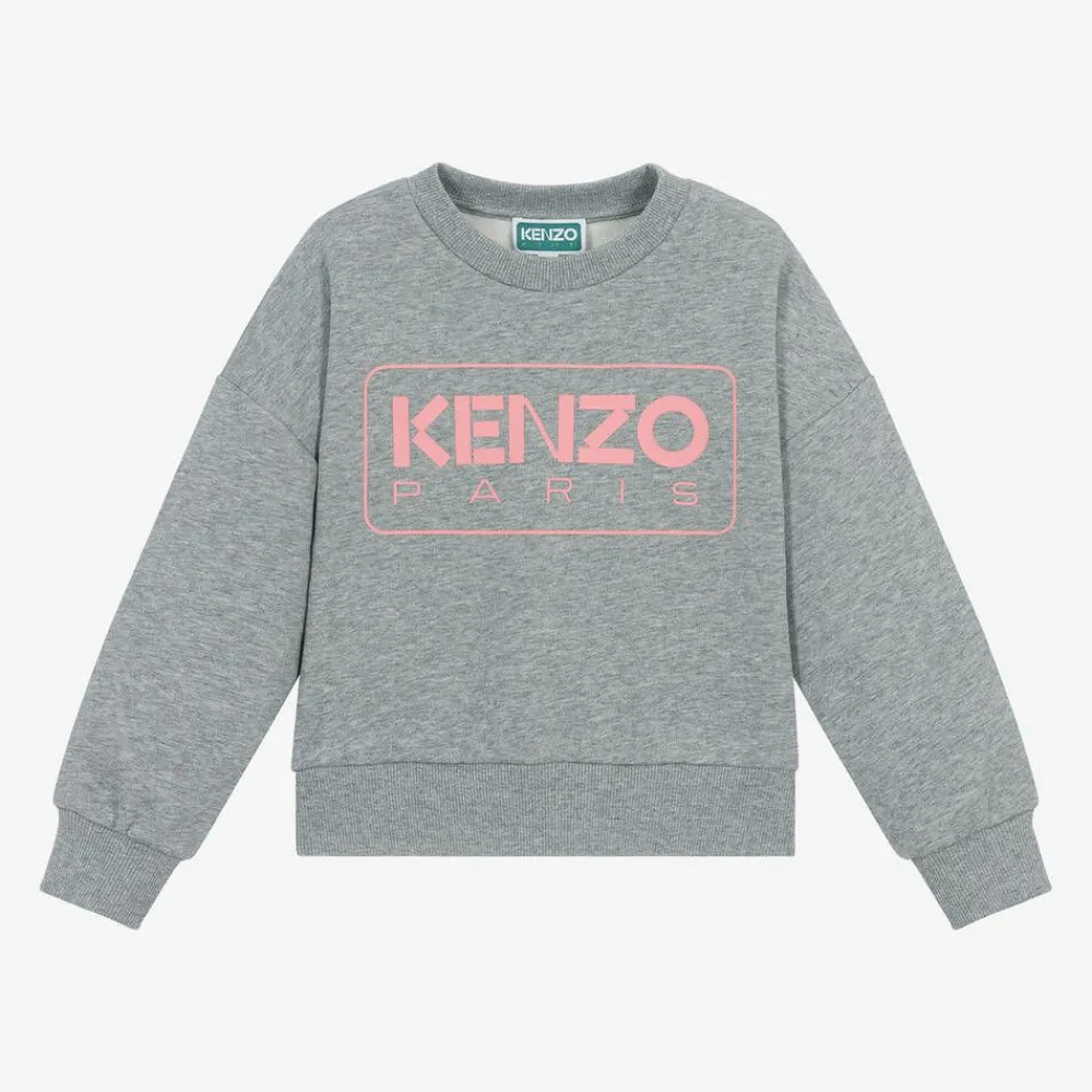 KENZO KIDS Tops*Girls Grey Marl Cotton Sweatshirt
