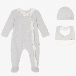 Paz Rodríguez Gifts|Babysuits*Girls Grey Velour Babygrow Set