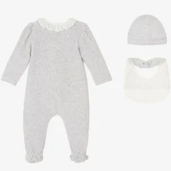 Paz Rodríguez Gifts|Babysuits*Girls Grey Velour Babygrow Set
