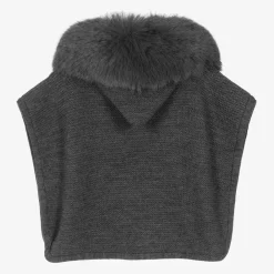 Paz Rodríguez Coats & Jackets*Girls Grey Wool Knit Poncho