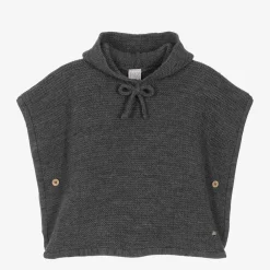Paz Rodríguez Coats & Jackets*Girls Grey Wool Knit Poncho