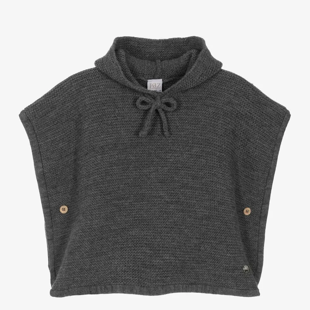 Paz Rodríguez Coats & Jackets*Girls Grey Wool Knit Poncho