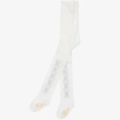 Pretty Originals Tights*Girls Ivory & Blue Knitted Cotton Tights