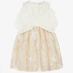 Jessie and James London Dresses*Girls Ivory & Gold Floral Jacquard Dress