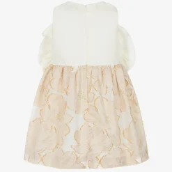 Jessie and James London Dresses*Girls Ivory & Gold Floral Jacquard Dress