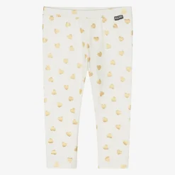 Moschino Baby Leggings*Girls Ivory & Gold Heart Cotton Leggings