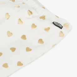 Moschino Baby Leggings*Girls Ivory & Gold Heart Cotton Leggings