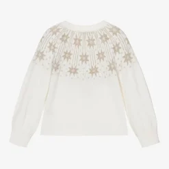 Tartine et Chocolat Tops*Girls Ivory & Gold Star Wool Sweater