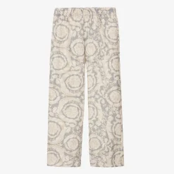 Versace Trousers*Girls Ivory & Grey Silk Barocco Trousers
