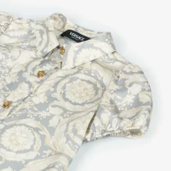Versace Dresses*Girls Ivory & Grey Silk Barocco Dress