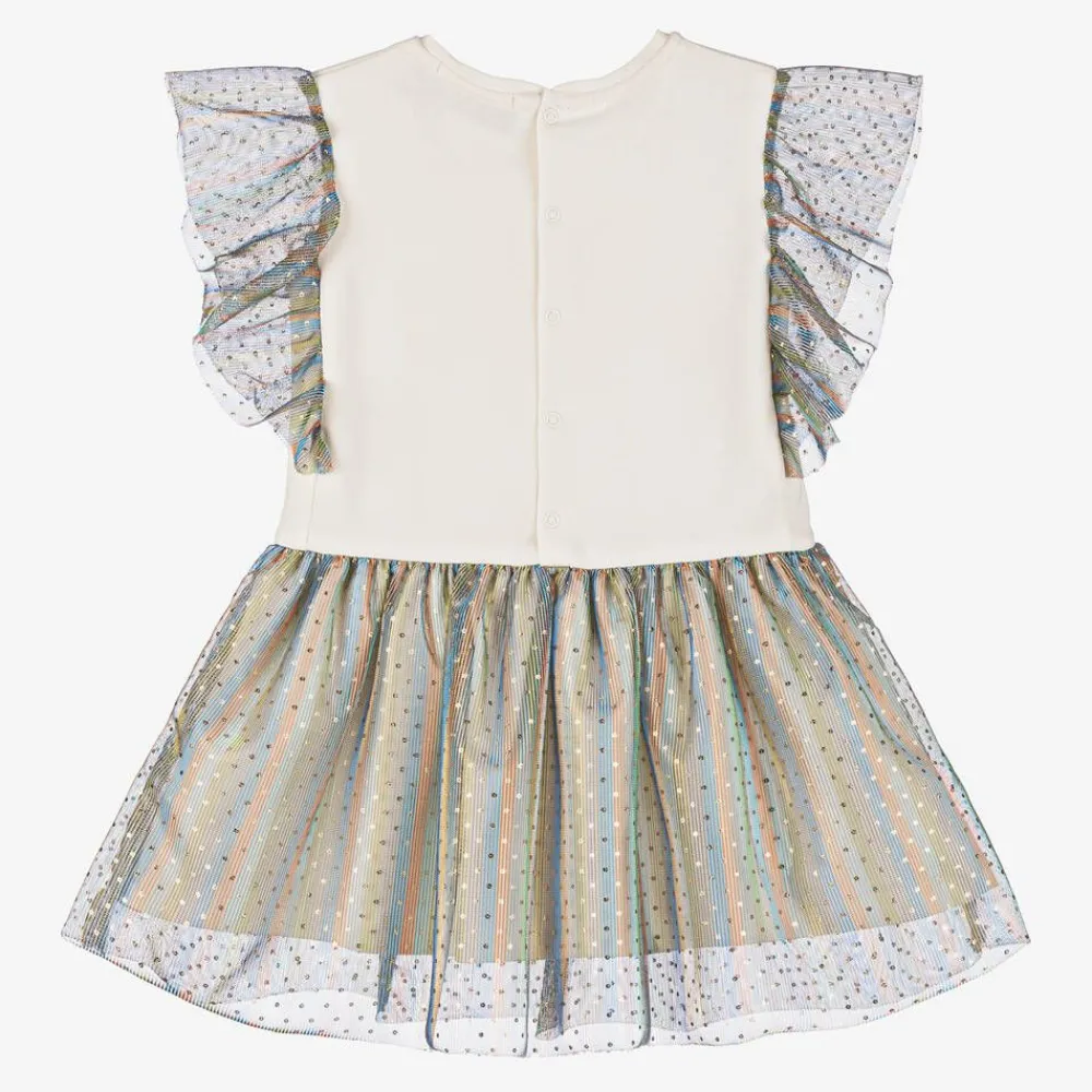 AIGNER Dresses*Girls Ivory & Metallic Ruffle Dress