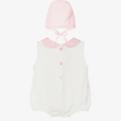 Beau KiD Gifts|Babysuits*Girls Ivory & Pink Cotton Babysuit Set