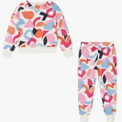 Joyday Tracksuits*Girls Ivory & Pink Cotton Tracksuit