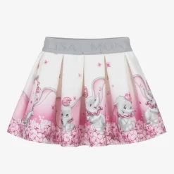 Monnalisa Skirts*Girls Ivory & Pink Neoprene Disney Skirt