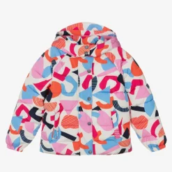 Joyday Coats & Jackets*Girls Ivory & Pink Showerproof Puffer Coat