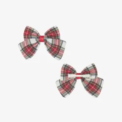 Pretty Originals Dresses*Girls Ivory & Red Tartan Pinafore Dress Set