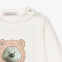Moncler Enfant Tops*Girls Ivory Bear Cotton Top