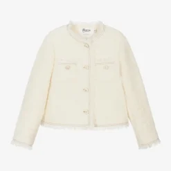 Bonpoint Coats & Jackets*Girls Ivory Bouclé Tweed Jacket