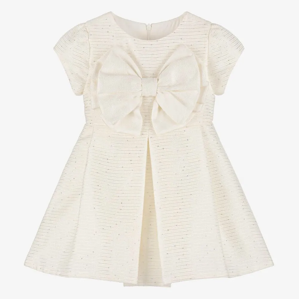 Lapin House Dresses*Girls Ivory Bow & Sequin Dress
