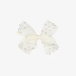 Bowtique London Hair Accessories*Girls Ivory Bow Hair Clip (11cm)