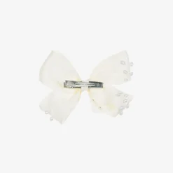 Bowtique London Hair Accessories*Girls Ivory Bow Hair Clip (11cm)