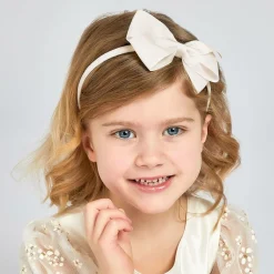 Peach Ribbons Hair Accessories*Girls Ivory Bow Hairband