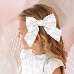 Patachou Hair Accessories*Girls Ivory Butterfly Print Bow Hair Clip (14cm)