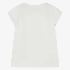 Monnalisa Tops*Girls Ivory Castle Print Cotton T-Shirt