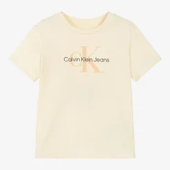 Calvin Klein Tops*Girls Ivory CK Cotton T-Shirt