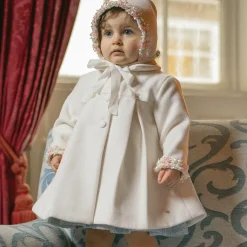 Piccola Speranza Coats & Jackets*Girls Ivory Coat & Bonnet Set