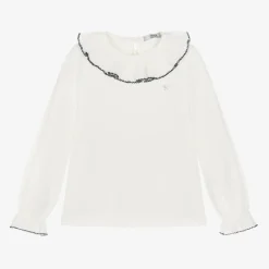 Dr. Kid Tops*Girls Ivory Collared Cotton Top
