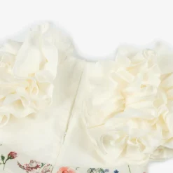 Jessie and James London Dresses*Girls Ivory Cotton & Floral Jacquard Dress