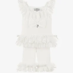 Beau KiD Outfit Sets|Outfit Sets*Girls Ivory Cotton & Lace Leggings Set