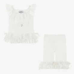 Beau KiD Outfit Sets|Outfit Sets*Girls Ivory Cotton & Lace Leggings Set