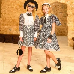 Junona Tops*Girls Ivory Cotton & Organza Blouse