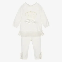 Sofija Outfit Sets|Outfit Sets*Girls Ivory Cotton & Tulle Leggings Set
