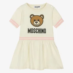 Moschino Baby Dresses*Girls Ivory Cotton & Wool Knit Dress