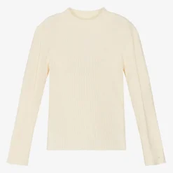 Chloé Tops*Girls Ivory Cotton & Wool Turtleneck Sweater