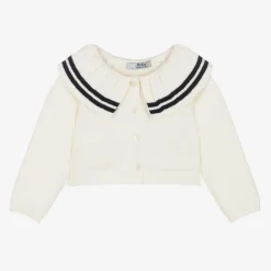Dr. Kid Tops*Girls Ivory Cotton & Wool Cardigan